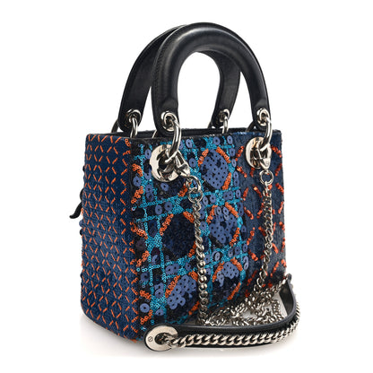 Christian Dior Sequin Lambskin Esprit Tokyo Mini Lady Dior Blue Multicolor 3 of 9