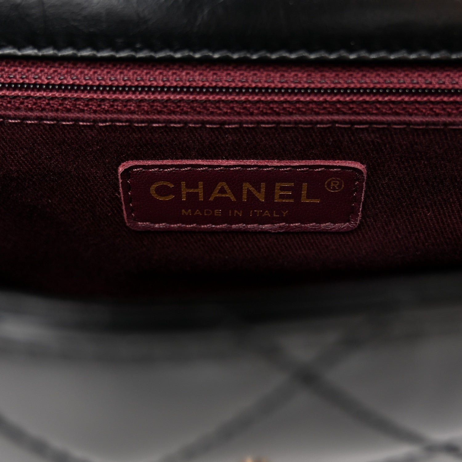 Chanel Glazed Calfskin Quilted Small Castle Rock Flap Black Burgundy 6 of 9