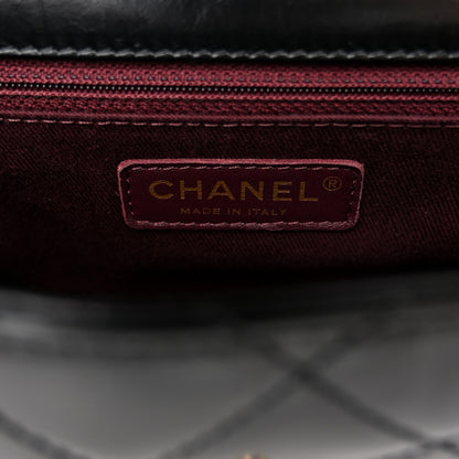 Chanel Glazed Calfskin Quilted Small Castle Rock Flap Black Burgundy 6 of 9