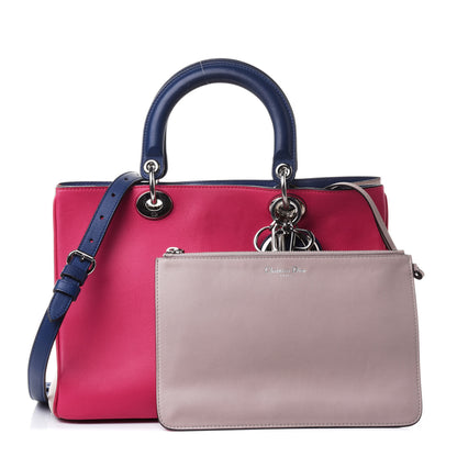 Christian Dior Smooth Calfskin Small Tri-Color Diorissimo Toe Fuchsia Dune 1 of 4