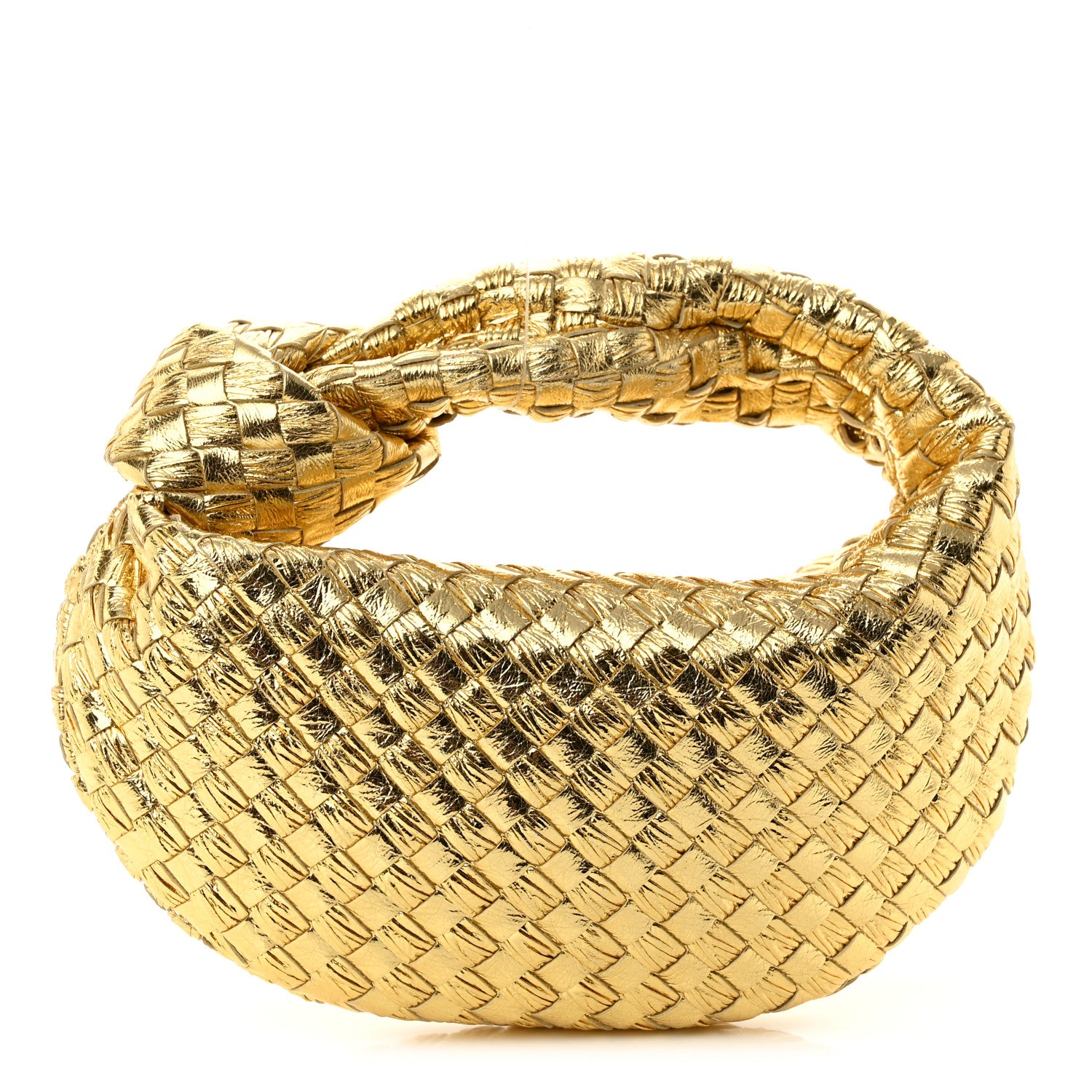 Bottega Veneta Laminated Calfskin Pressed Intreccio Mini Jodie Gold 1 of 11