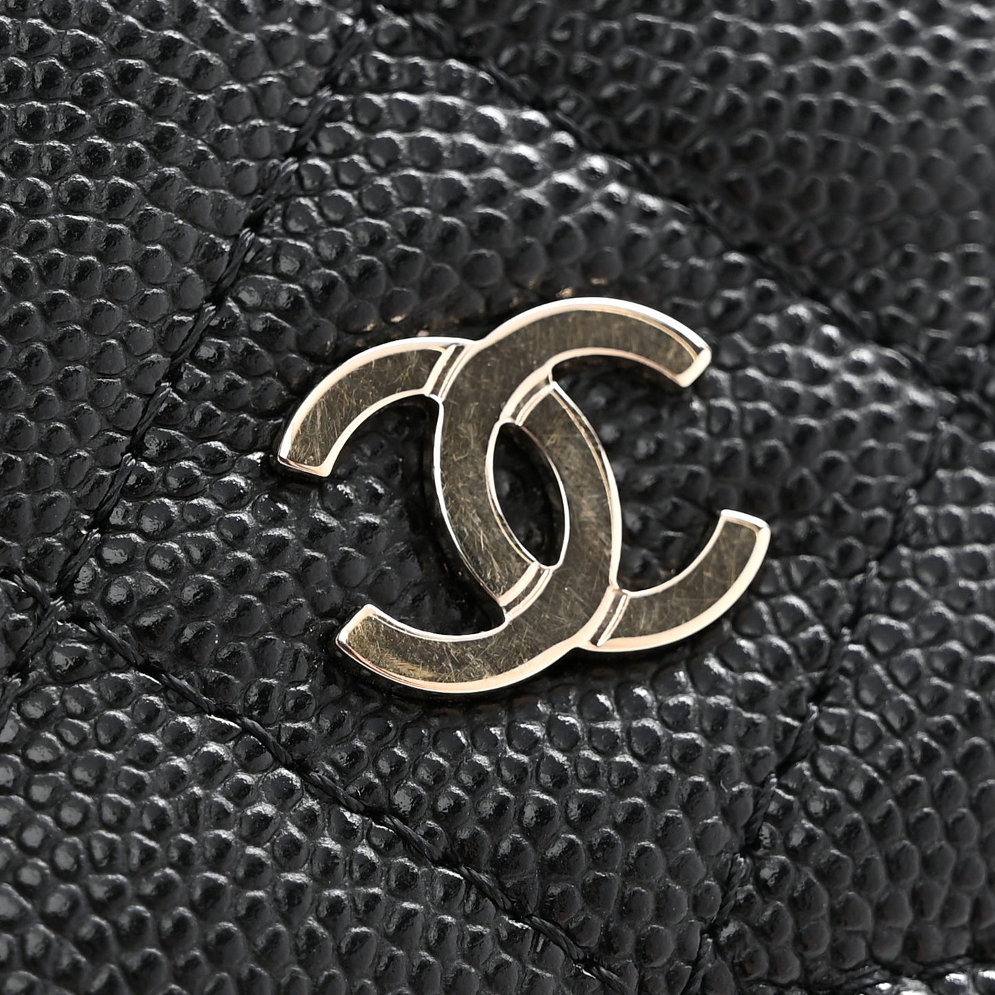 Caviar Quilted Zip Card Holder Wallet Black