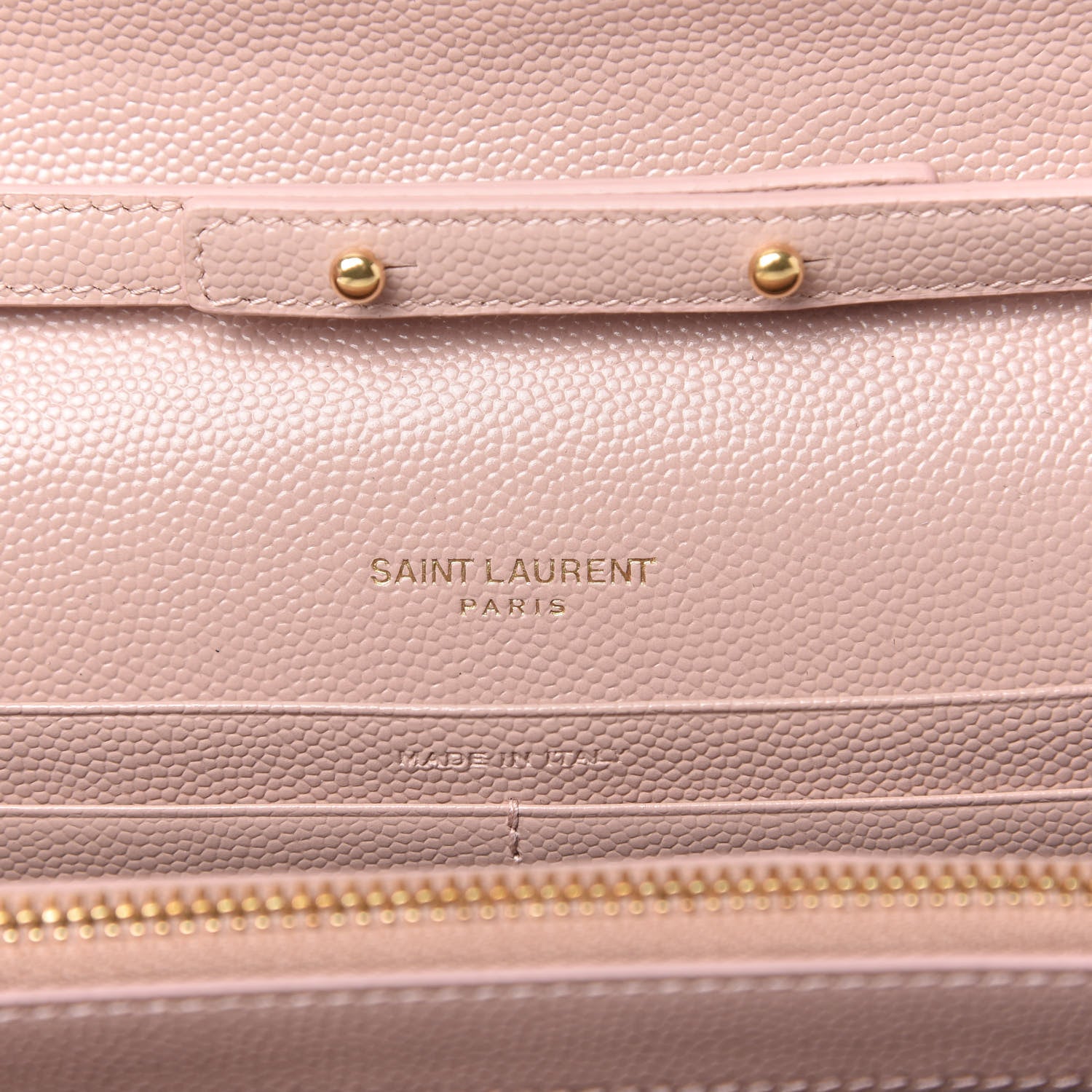 Saint Laurent Grain De Poudre Matelasse Chevron Monogram Chain Wallet Pale Pink 8 of 11