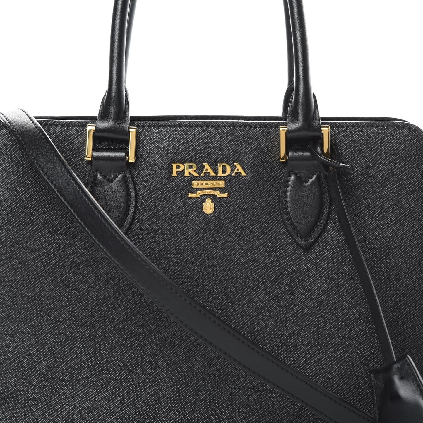 Saffiano Soft Calfskin Zippered Tote Black