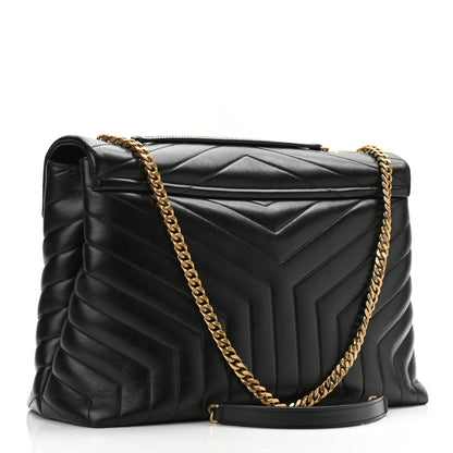 Saint Laurent Calfskin Y Quilted Monogram Large Loulou Chain Satchel Black 3 of 9