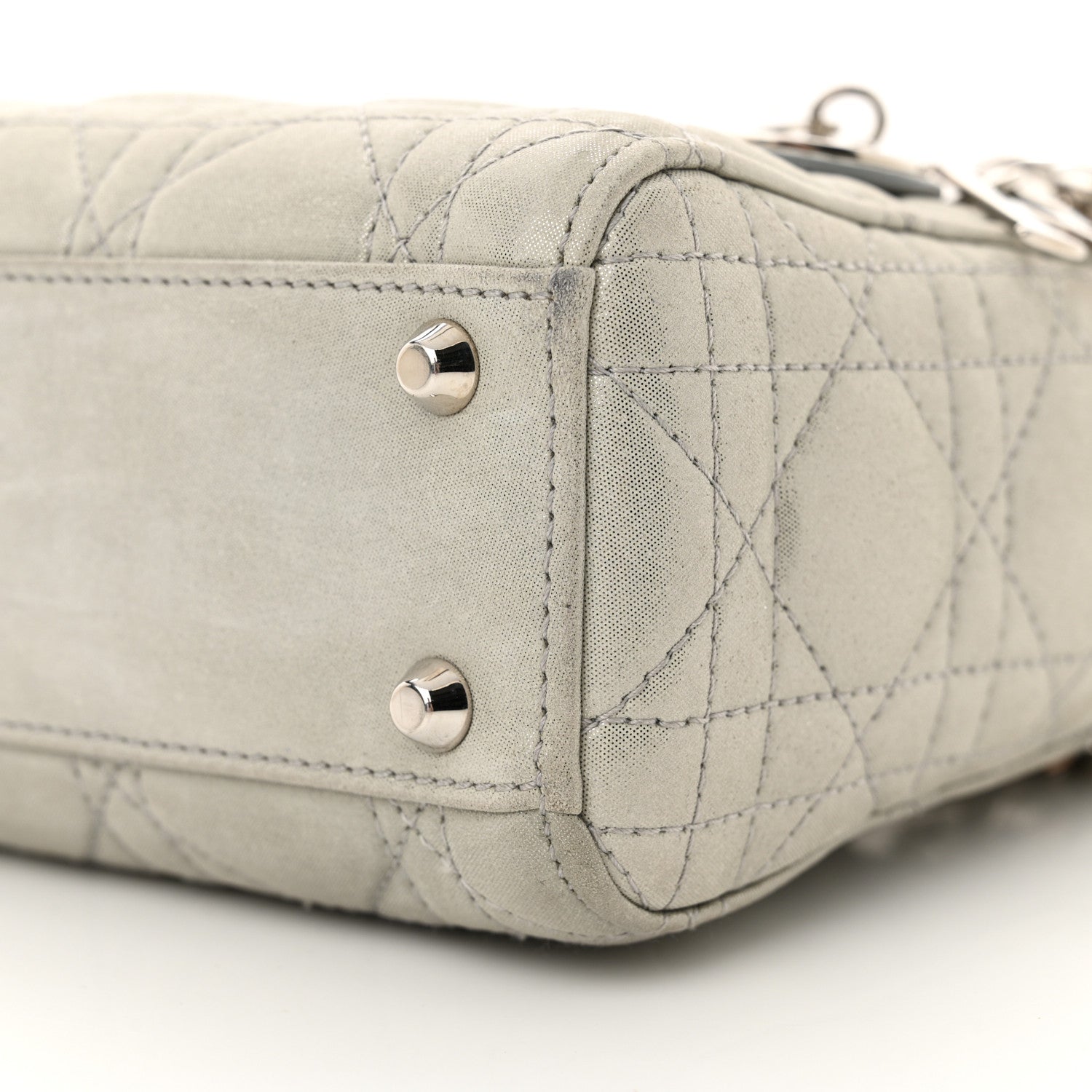 Christian Dior Metallic Lambskin Cannage Mini Lady Dior Silver 10 of 13