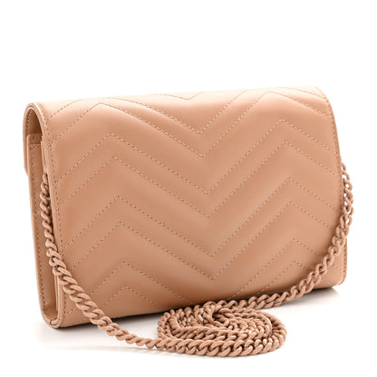 Gucci Calfskin Matelasse Monochrome GG Marmont Chain Wallet Camelia 3 of 10