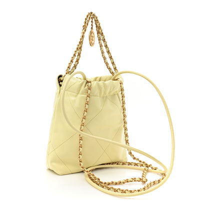 Chanel Shiny Calfskin Quilted Mini Chanel 22 Light Yellow 3 of 10