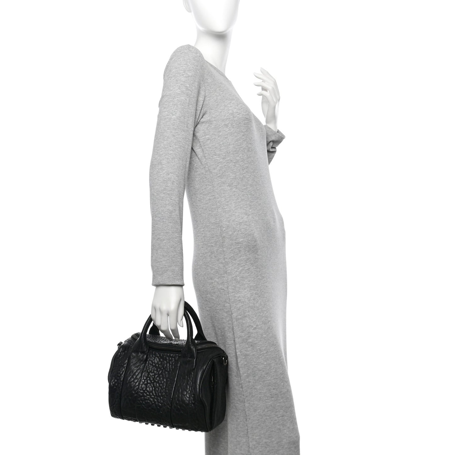 Pebbled Lambskin Rocco Black Silver Hardware
