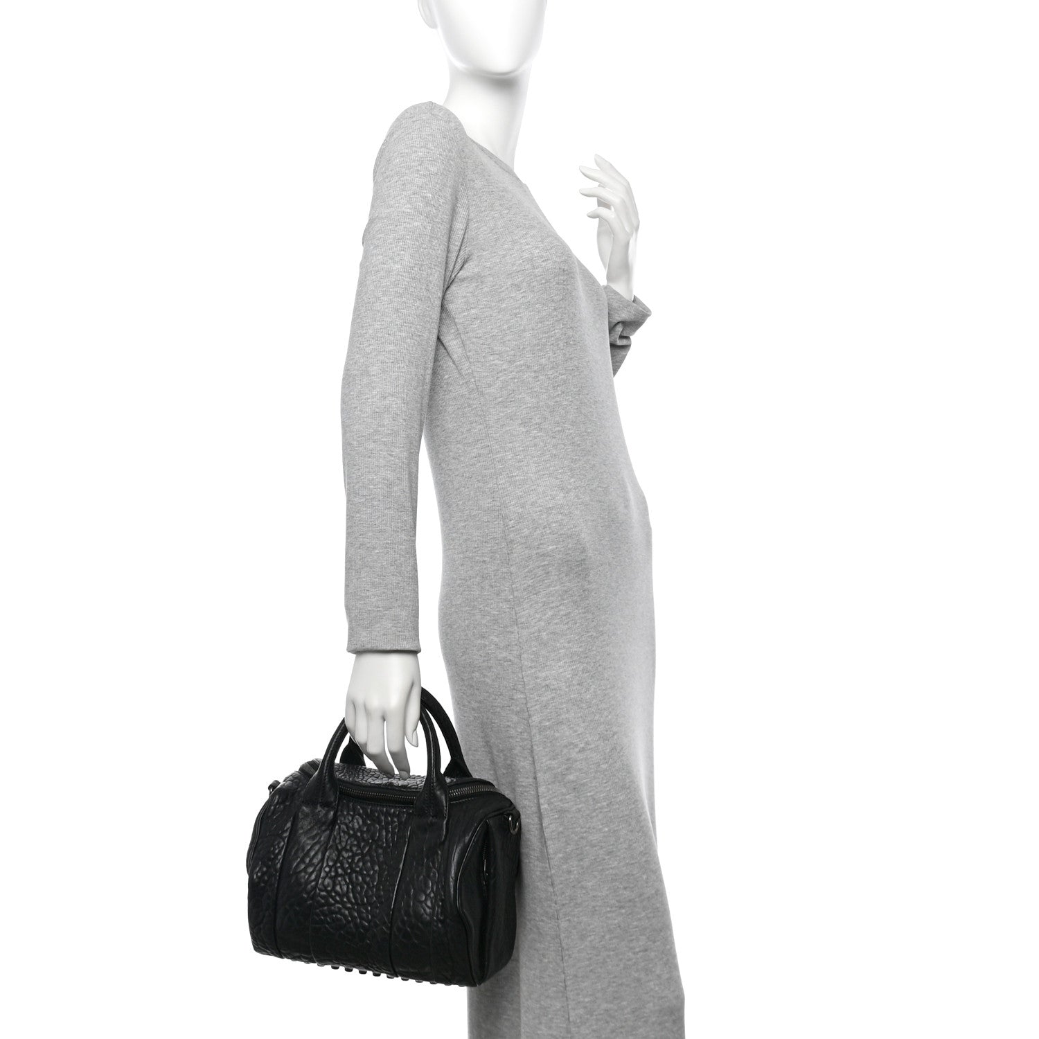 Alexander Wang Pebbled Lambskin Rocco Black Silver Hardware 2 of 12