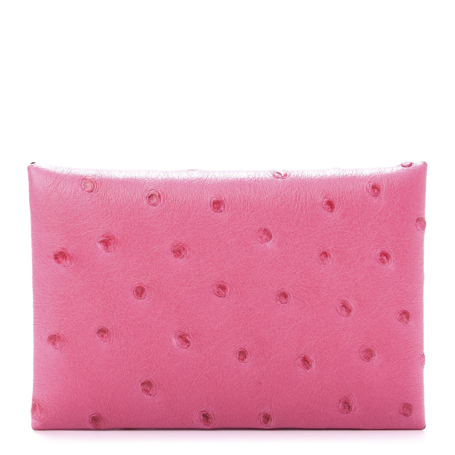 Ostrich Calvi Card Case Rose Tyrien