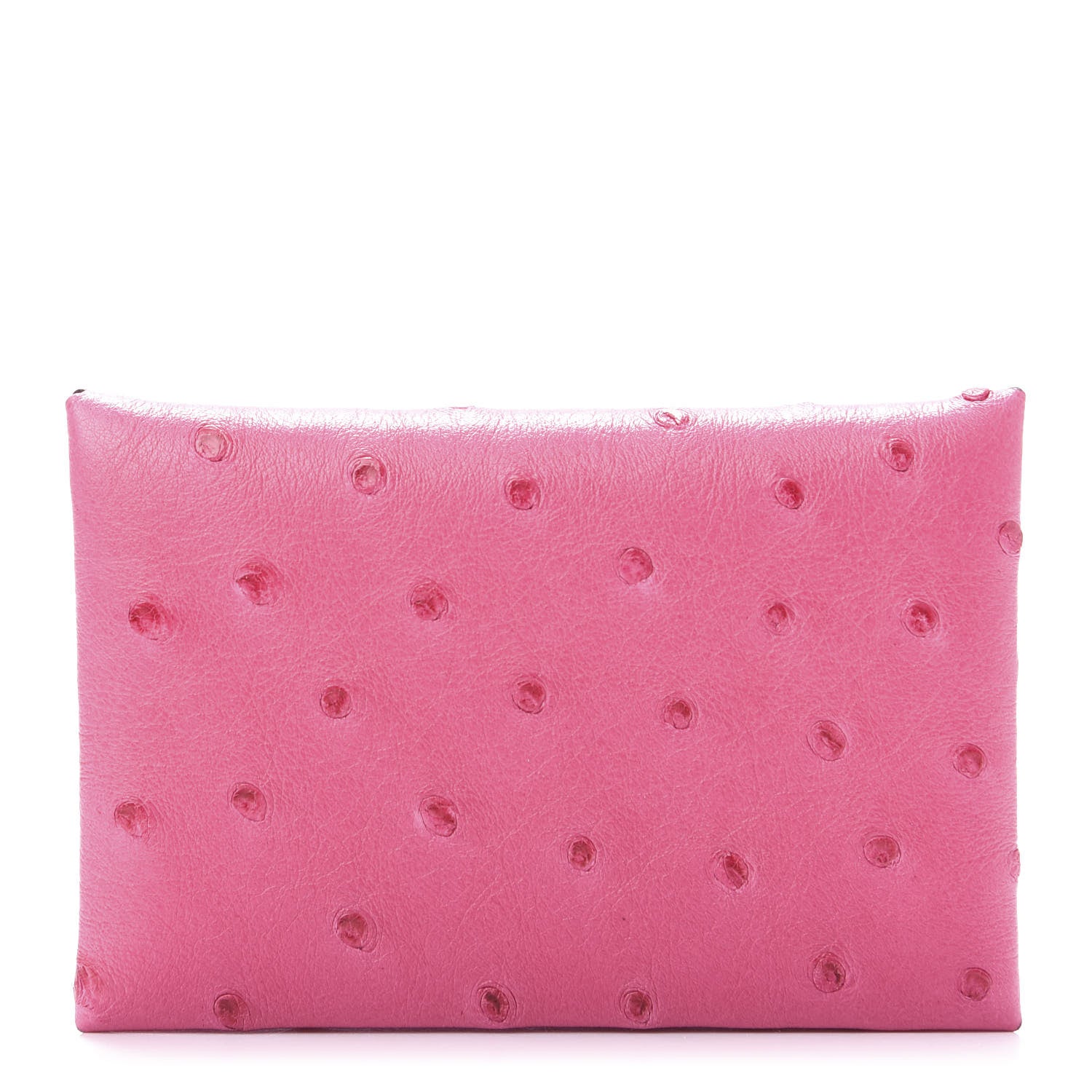 Hermes Ostrich Calvi Card Case Rose Tyrien 1 of 9