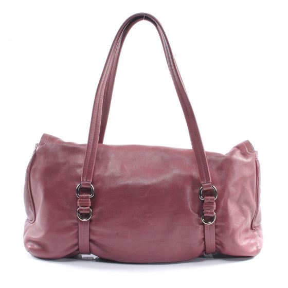 Leather Easy Foldover Pushlock Satchel Purple