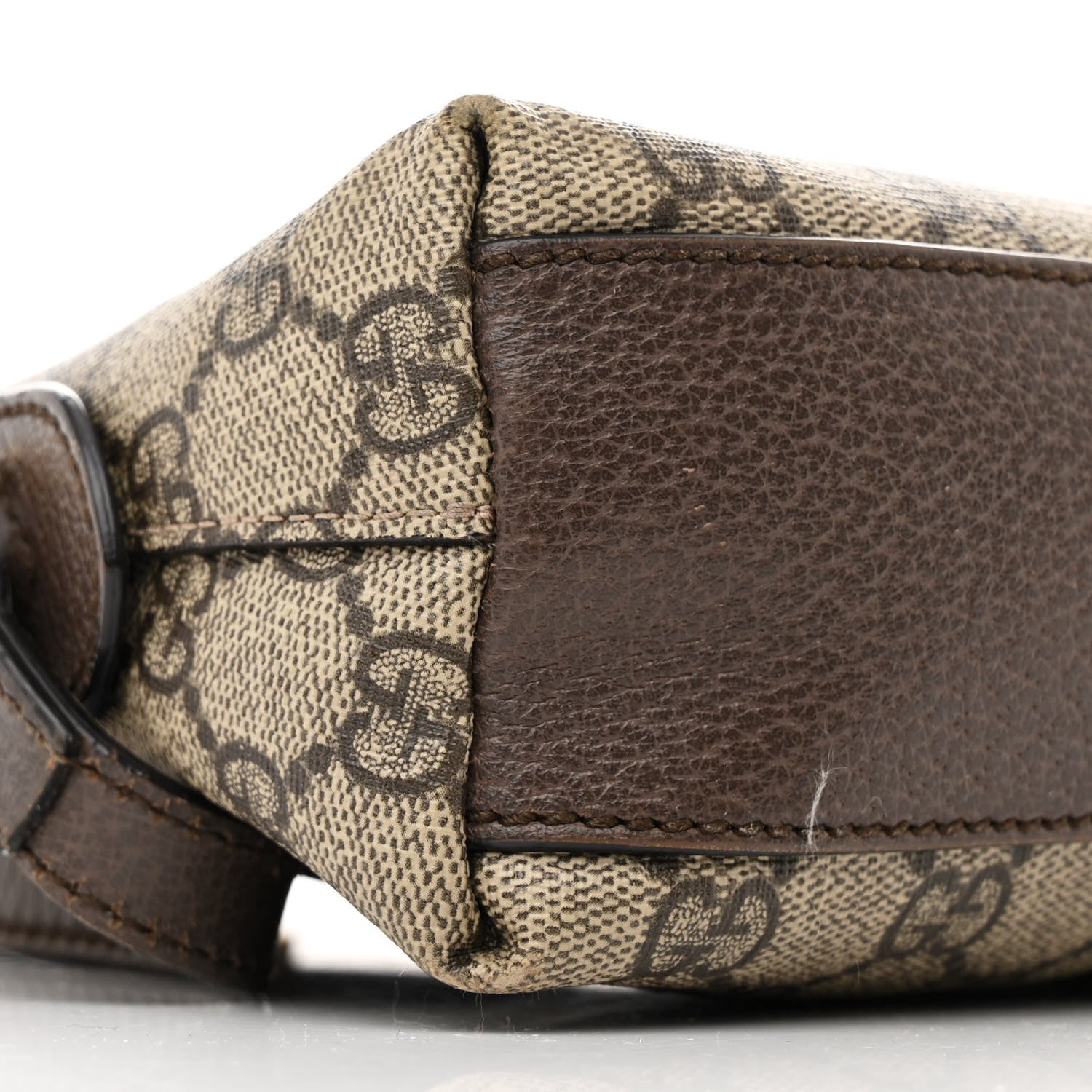 Gucci GG Supreme Monogram Textured Dollar Calfskin Web Small Ophidia Dome Shoulder Bag Beige Ebony New Acero 9 of 14