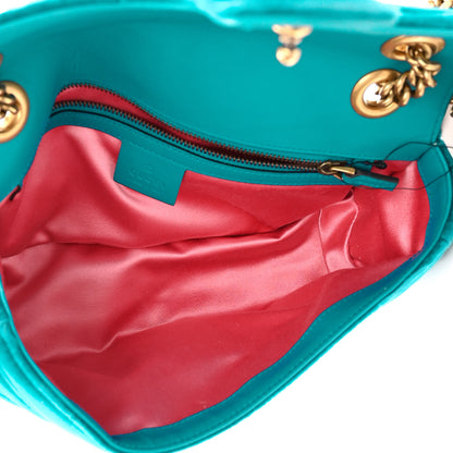 Gucci Velvet Matelasse Small GG Marmont Shoulder Bag Pavone Cyan 5 of 10