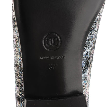 Chanel Metallic Calfskin Hologram Cap Toe Ballerina Flats 37 Silver 8 of 8