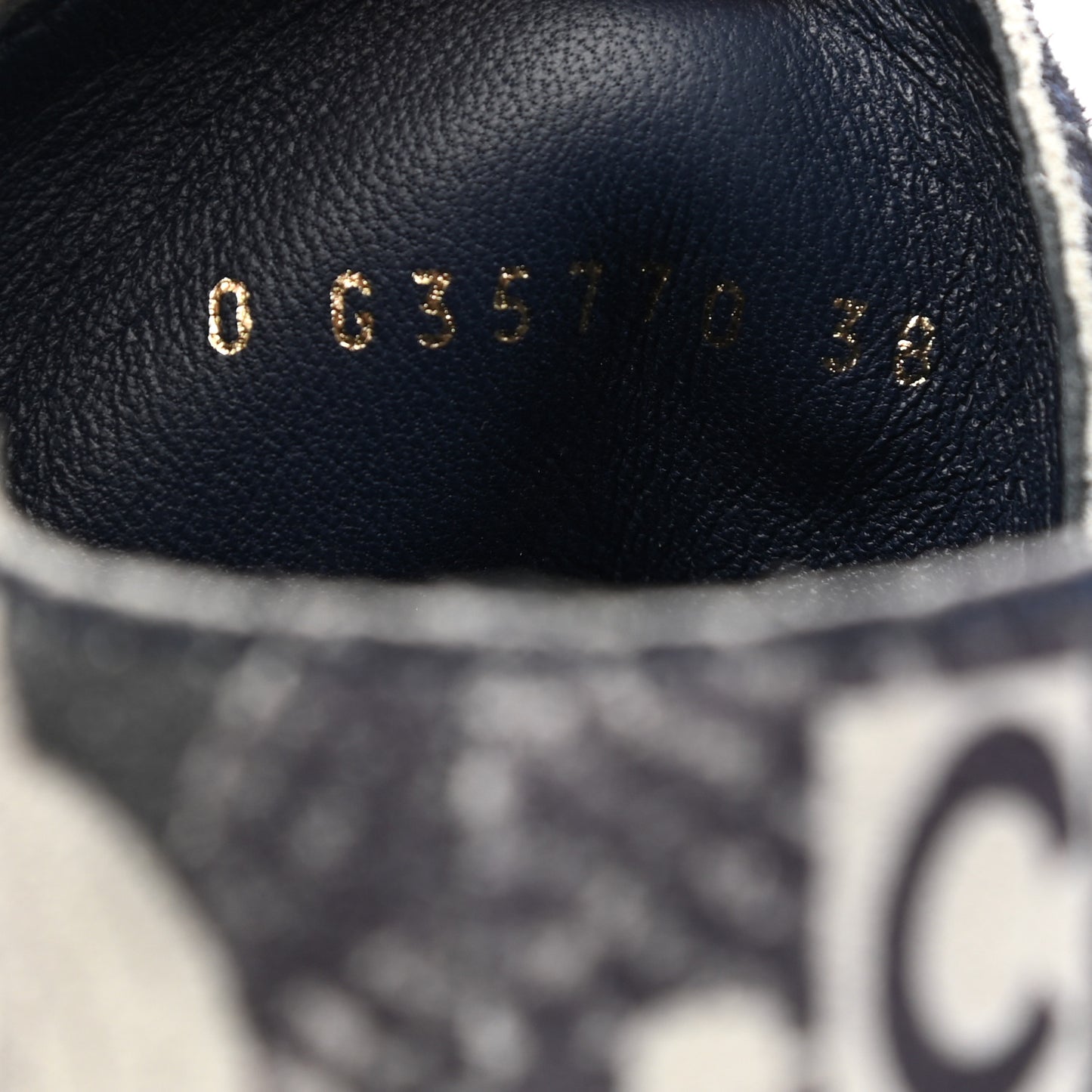 Printed CC Canvas 31 Rue Cambon Lace Up Combat Boots 38 Navy Black