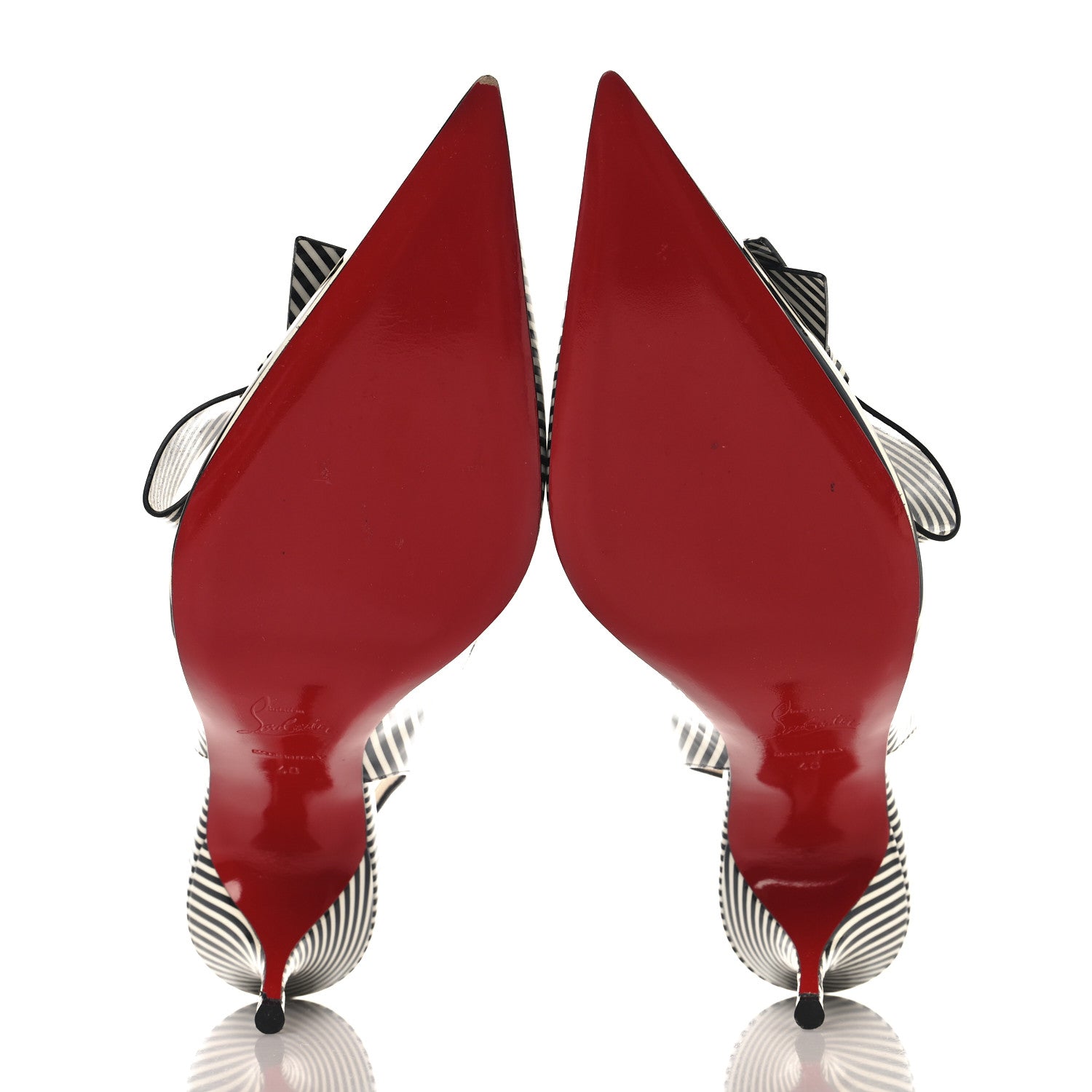 Christian Louboutin Patent Stripes Clare Nodo 80 Pumps 40 Jeans White 6 of 8