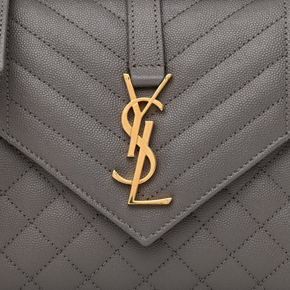 Saint Laurent Grain De Poudre Textured Mixed Matelasse Medium Triquilt Monogram Satchel Earth 8 of 10
