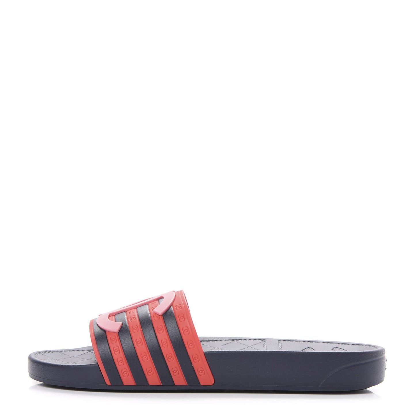 Rubber CC Flat Slide Sandals 39 Pink Red