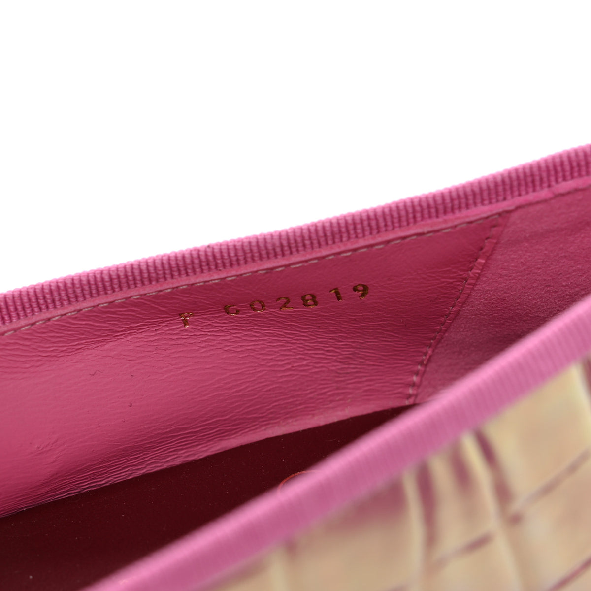 Iridescent Calfskin Crocodile Embossed Ballerina Flats  35.5 Pink