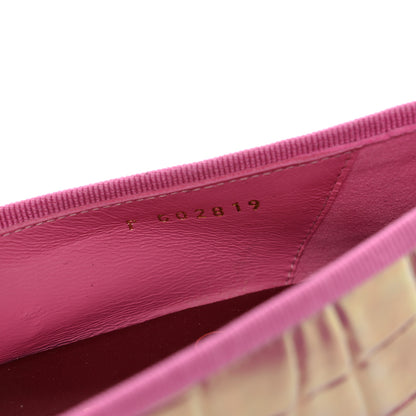 Chanel Iridescent Calfskin Crocodile Embossed Ballerina Flats  35.5 Pink 9 of 11