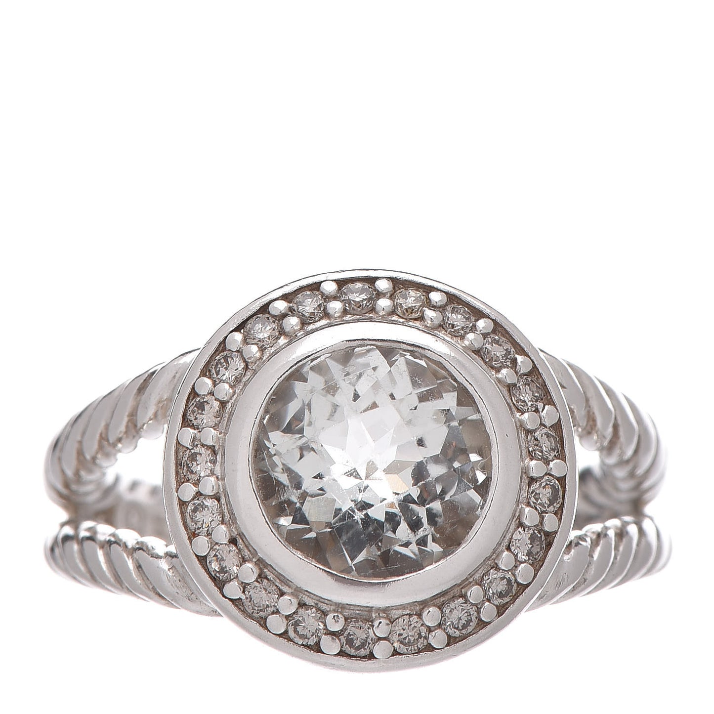 Sterling Silver Diamond Prasiolite 8mm Petite Cerise Ring 51 5.75