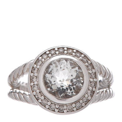 David Yurman Sterling Silver Diamond Prasiolite 8mm Petite Cerise Ring 51 5.75 1 of 5