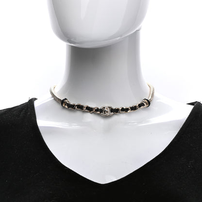 Chanel Metal Lambskin CC Turnlock Choker Necklace Black Gold 2 of 7