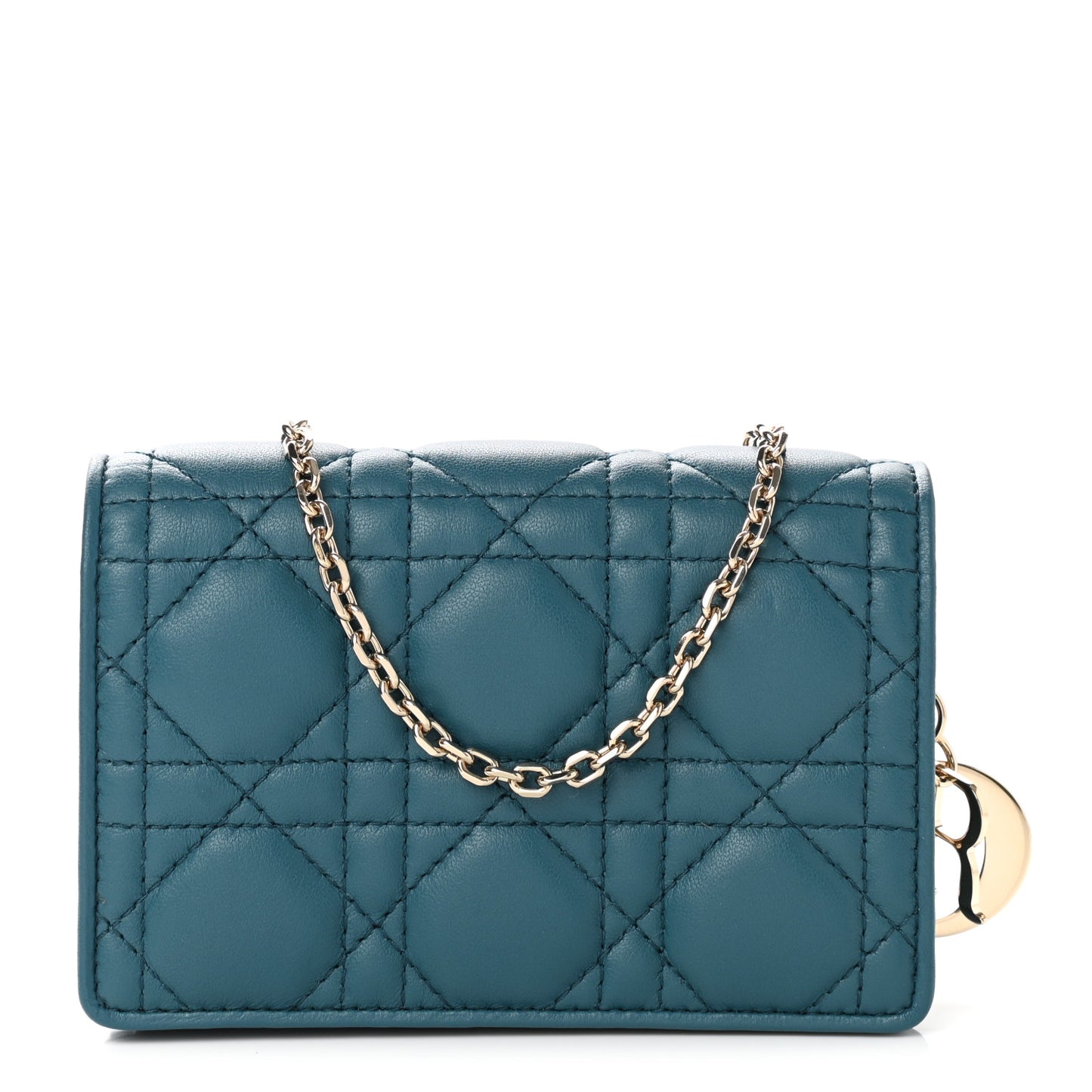 Lambskin Cannage Mini Waist Pouch on Chain Deep Ocean