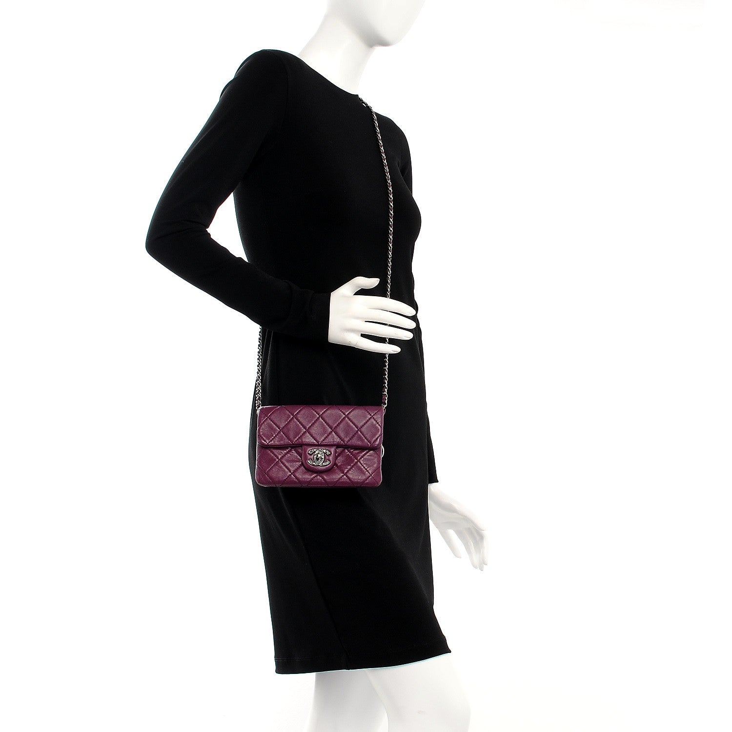 Chanel Lambskin Quilted Mini Mineral Nights Flap Crossbody Bag Purple 2 of 8