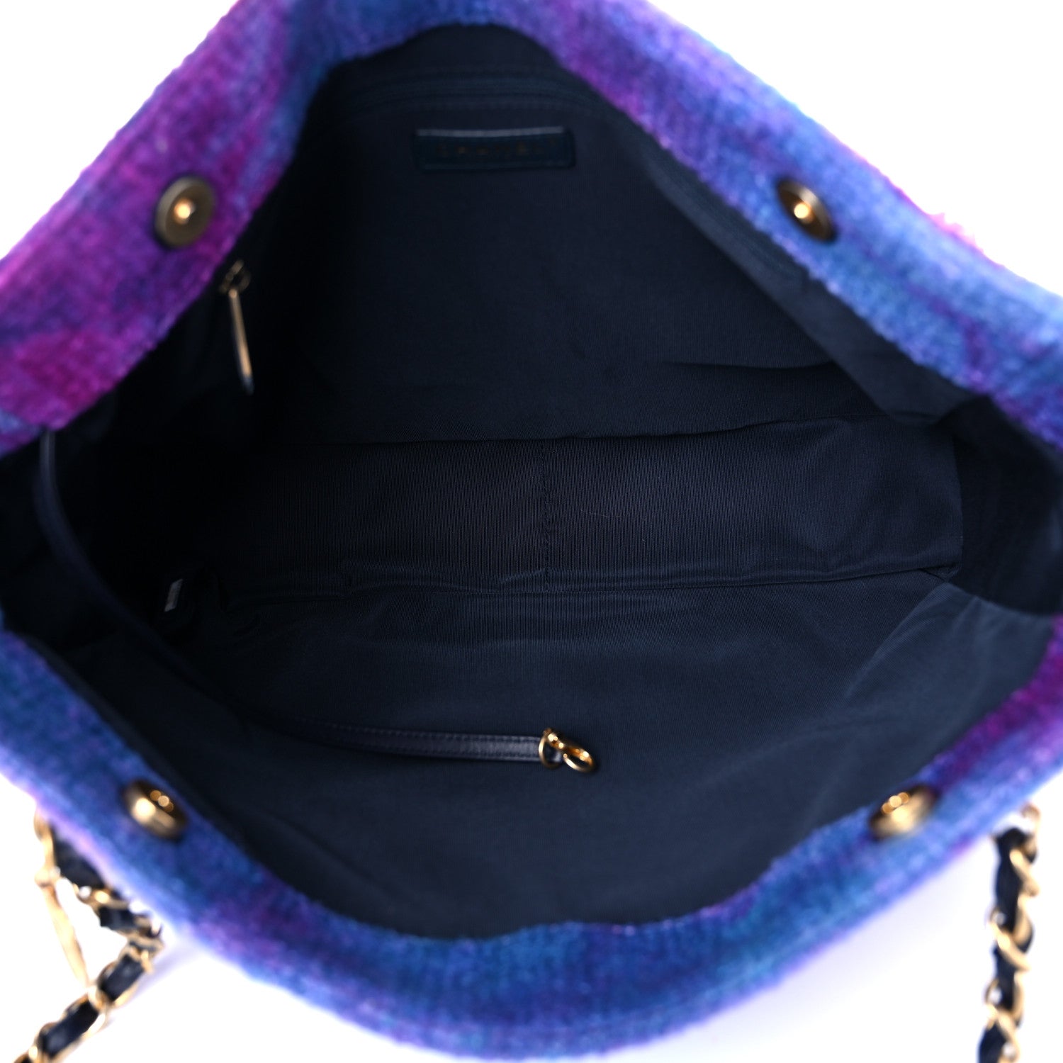 Chanel Wool Tweed CC Tote Purple Black Blue 5 of 9