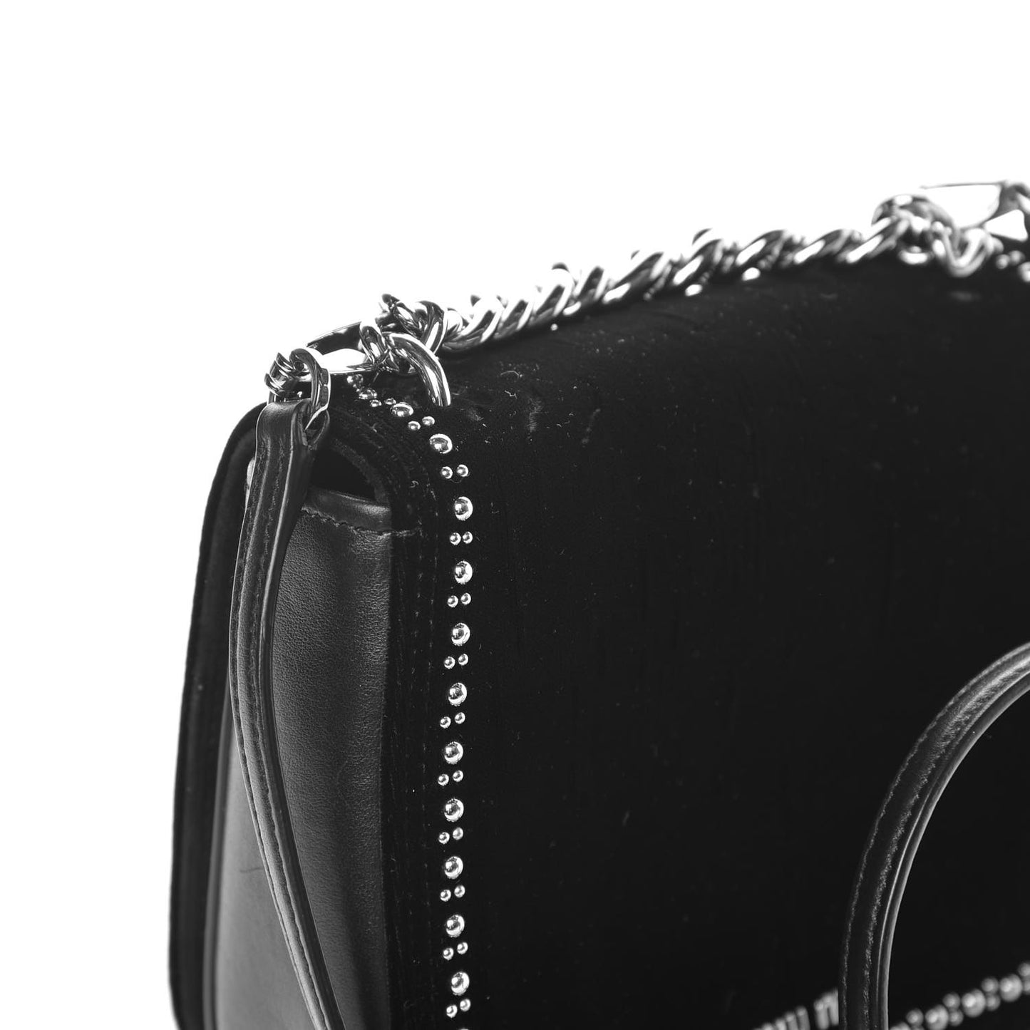 Velluto Soft Calf Studded Dahlia Shoulder Bag Black