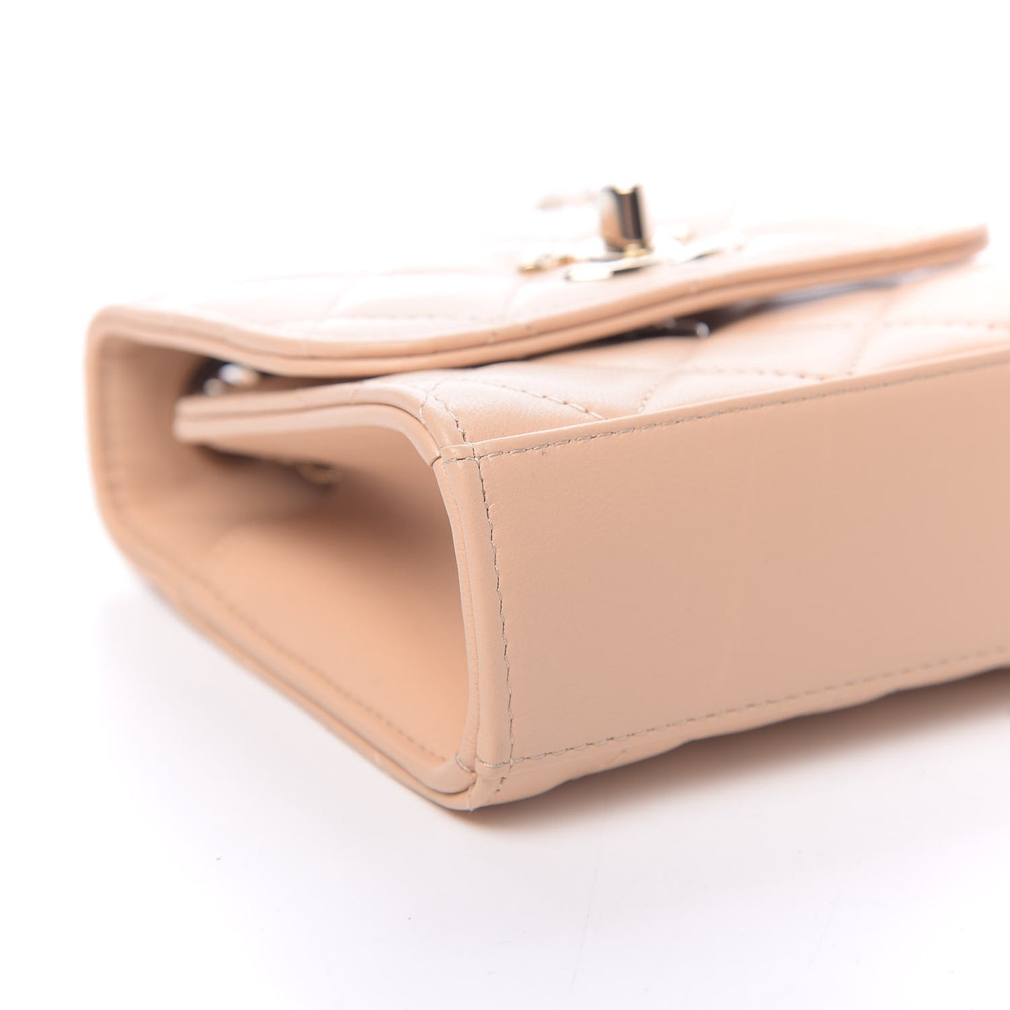 Lambskin Quilted Mini Trendy CC Clutch With Chain Beige