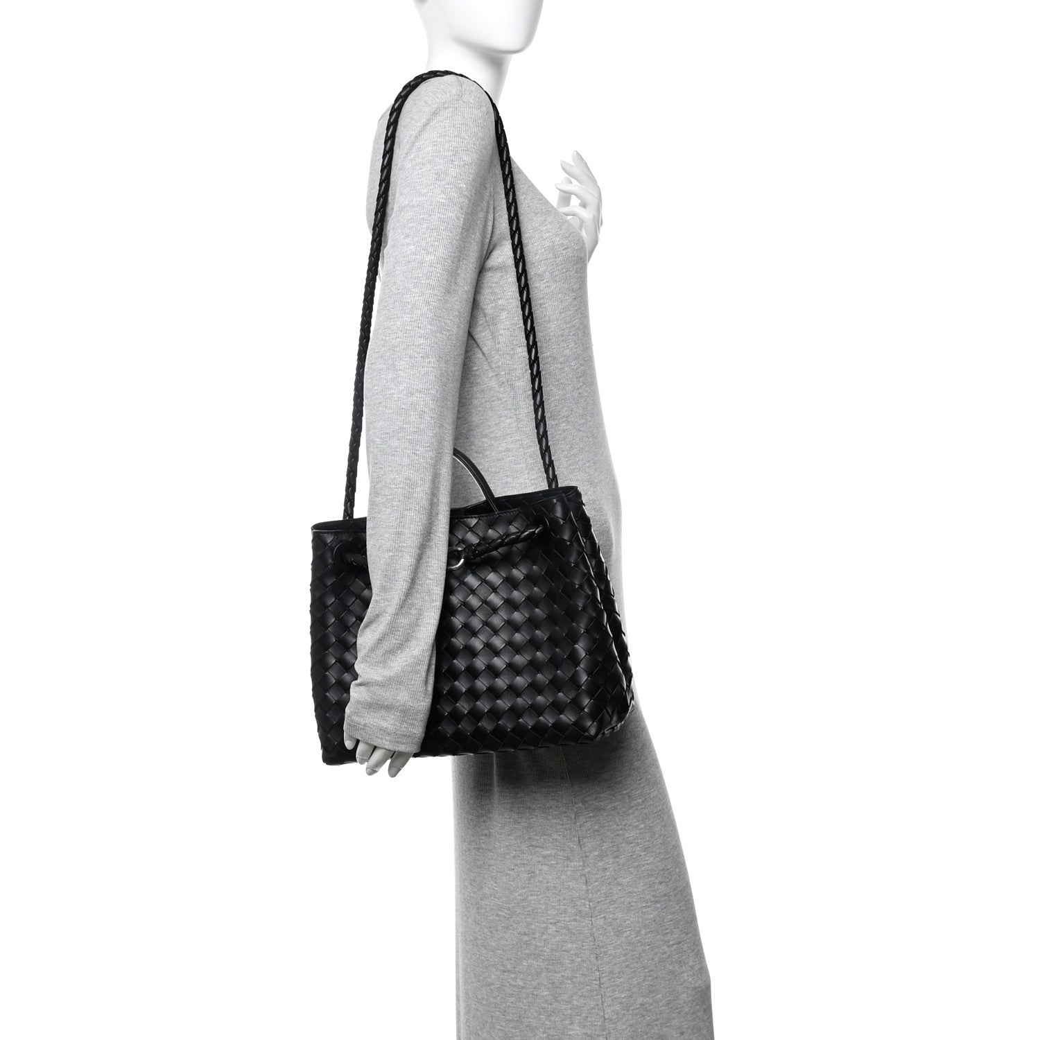 Bottega Veneta Nappa Intrecciato Medium Andiamo Shoulder Bag Black 2 of 9
