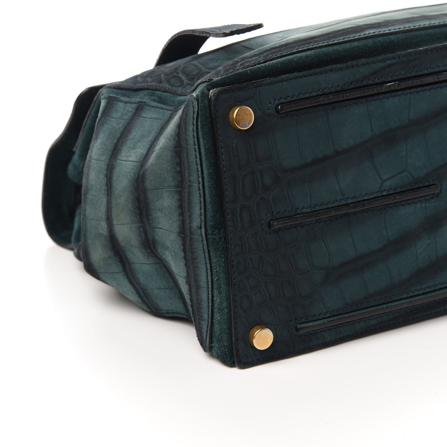 Saint Laurent Crocodile Embossed Nubuck Calfskin Medium Muse Two Green 6 of 10