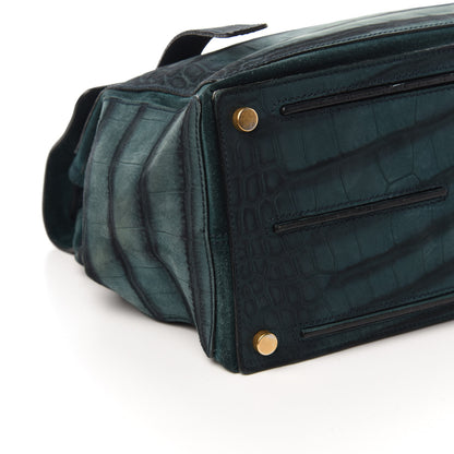 Saint Laurent Crocodile Embossed Nubuck Calfskin Medium Muse Two Green 6 of 10