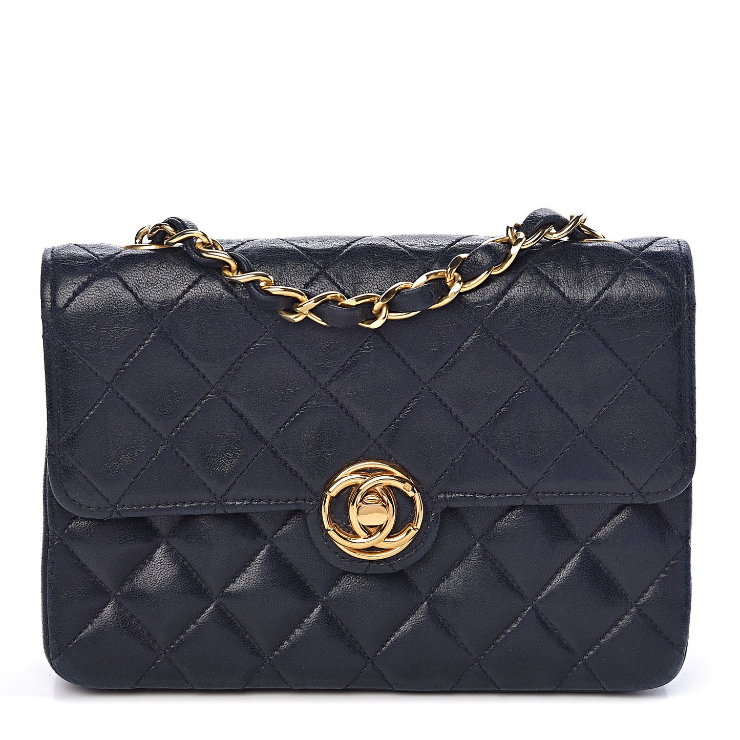Lambskin Quilted Mini Flap Navy