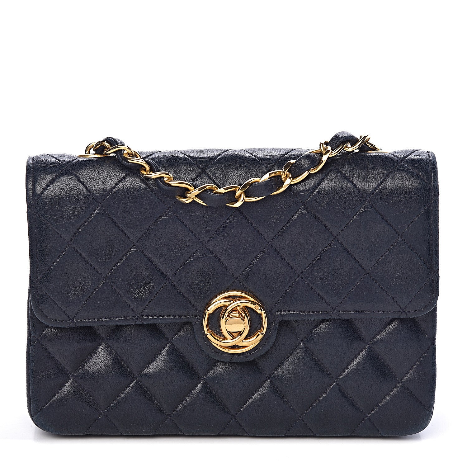 Chanel Lambskin Quilted Mini Flap Navy 1 of 12