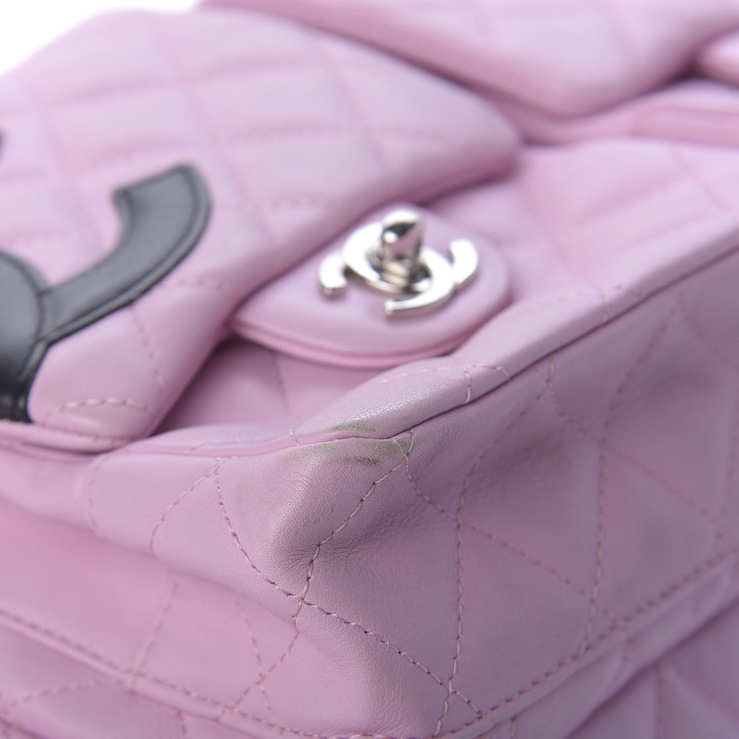 Calfskin Quilted Large Cambon Multipocket Reporter Pink Black
