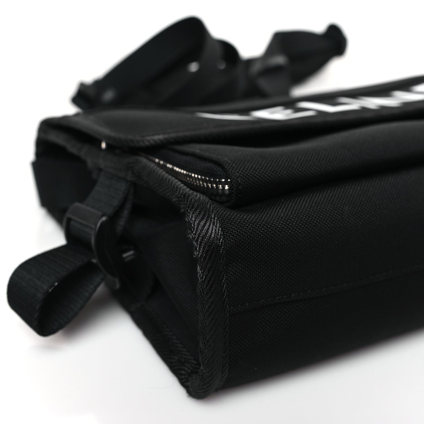 Cotton Gabardine Logo Print Messenger Bag Black