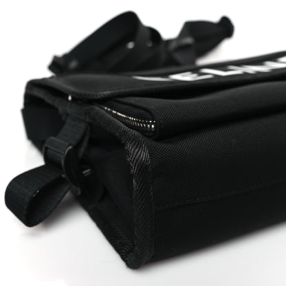 Celine Cotton Gabardine Logo Print Messenger Bag Black 7 of 8