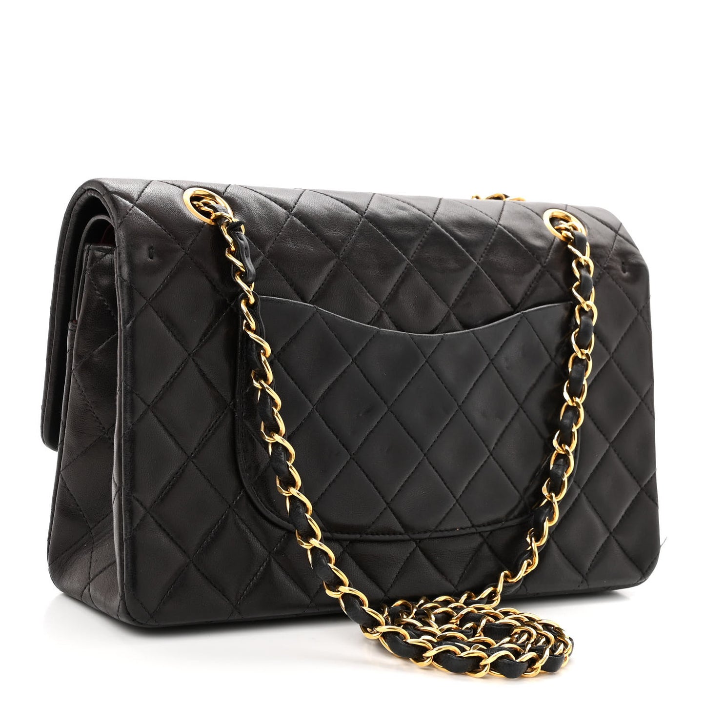 Lambskin Quilted Medium Double Flap Black