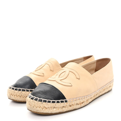 Chanel Lambskin CC Espadrilles 39 Beige Black 4 of 10
