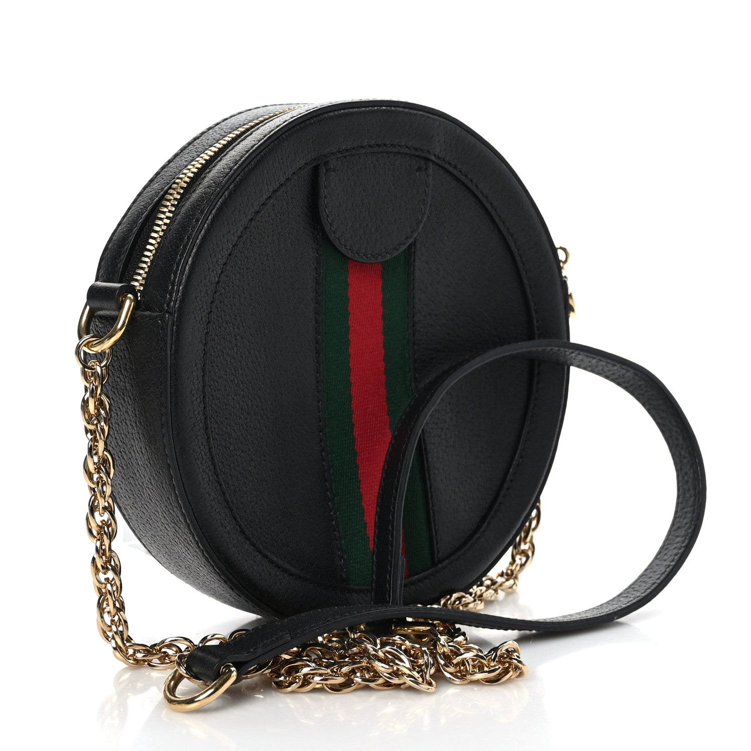Gucci Grained Calfskin Web Mini Ophidia Round Shoulder Bag Black 3 of 10