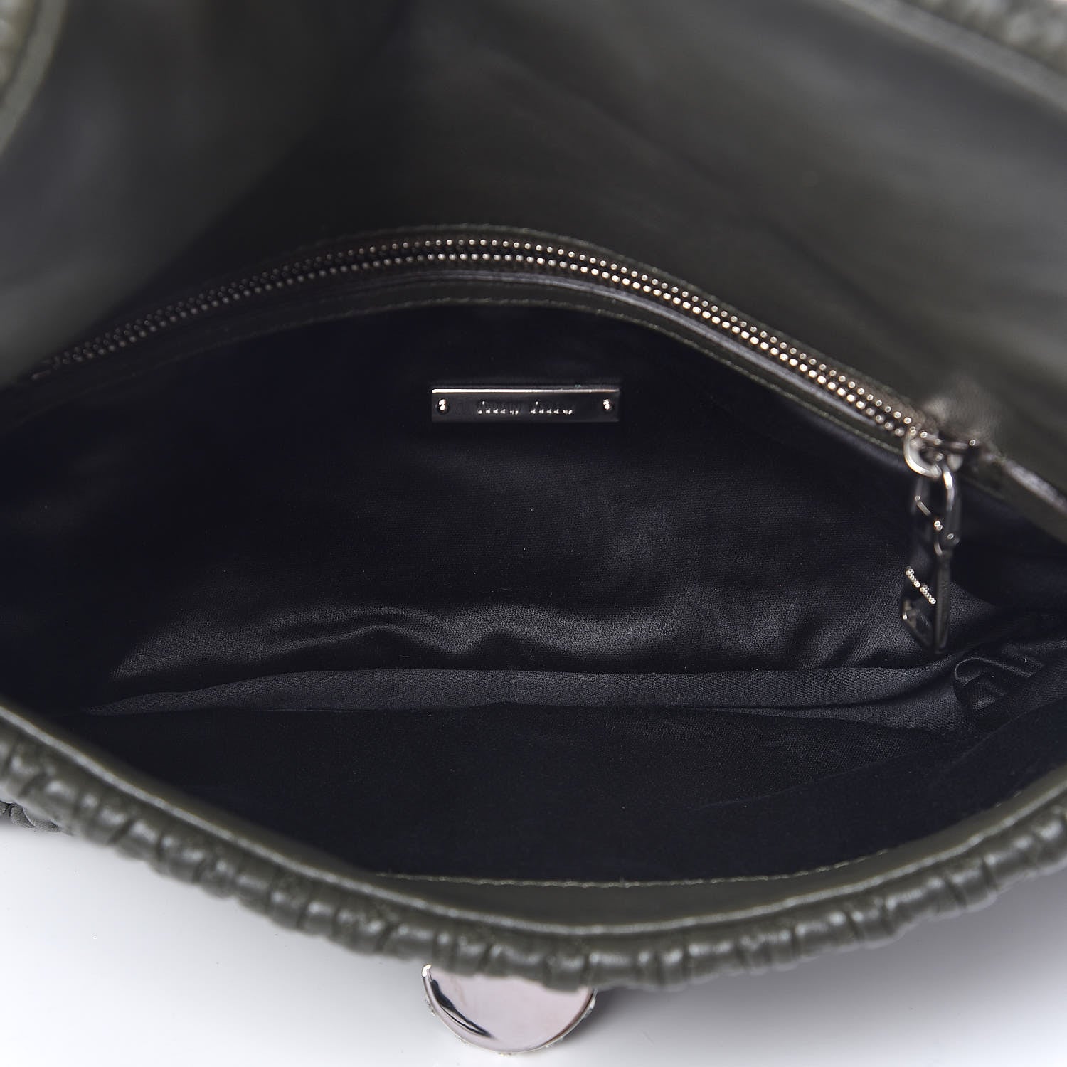 Miu Miu Nappa Matelasse Crystal Flap Clutch Dark Green 5 of 9