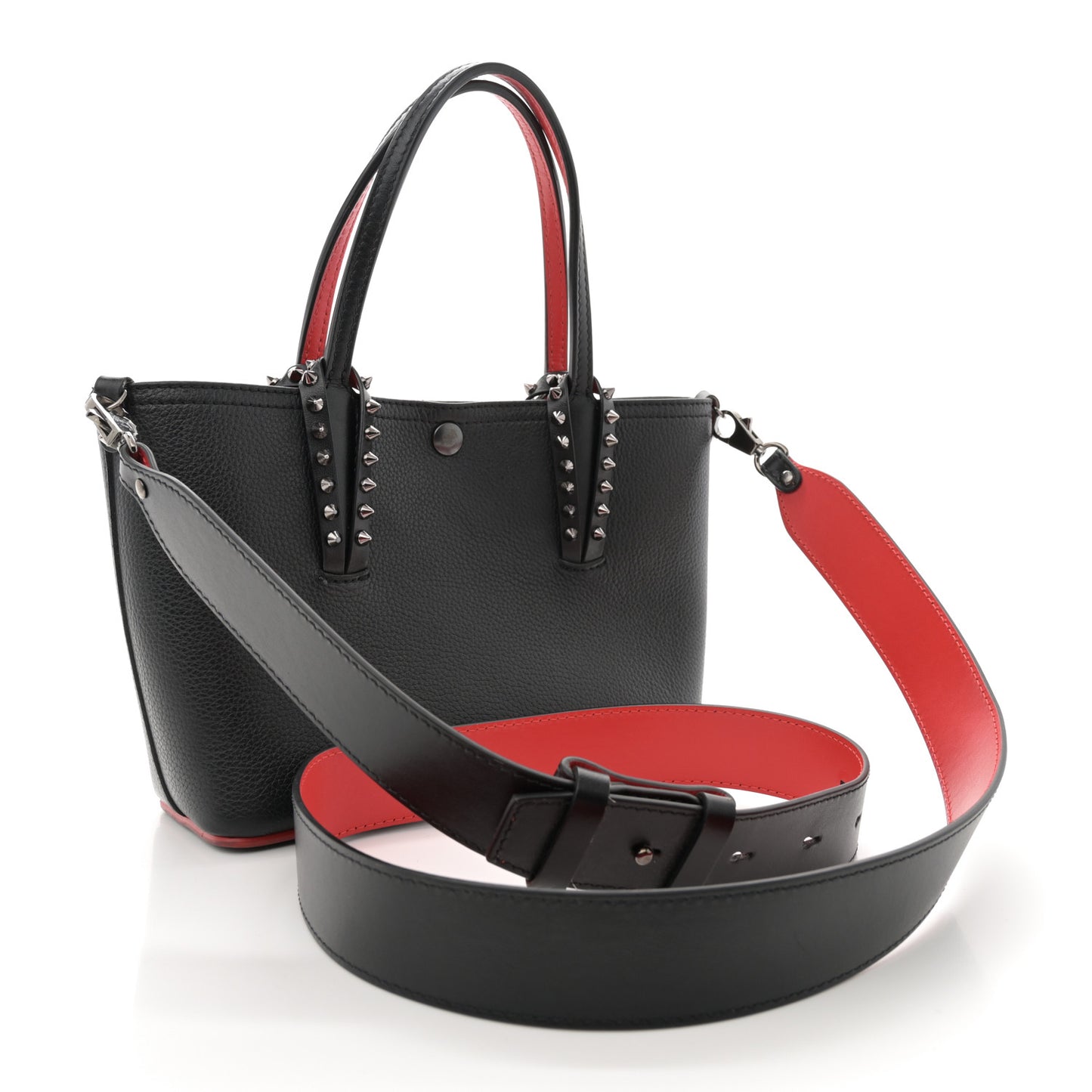 Calfskin Spikes Mini East West Cabata Tote Black