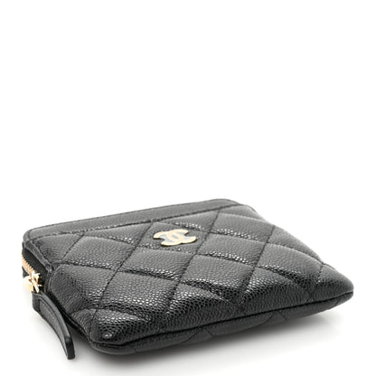 Chanel Caviar Quilted Zip Card Holder Wallet Black 4 of 11