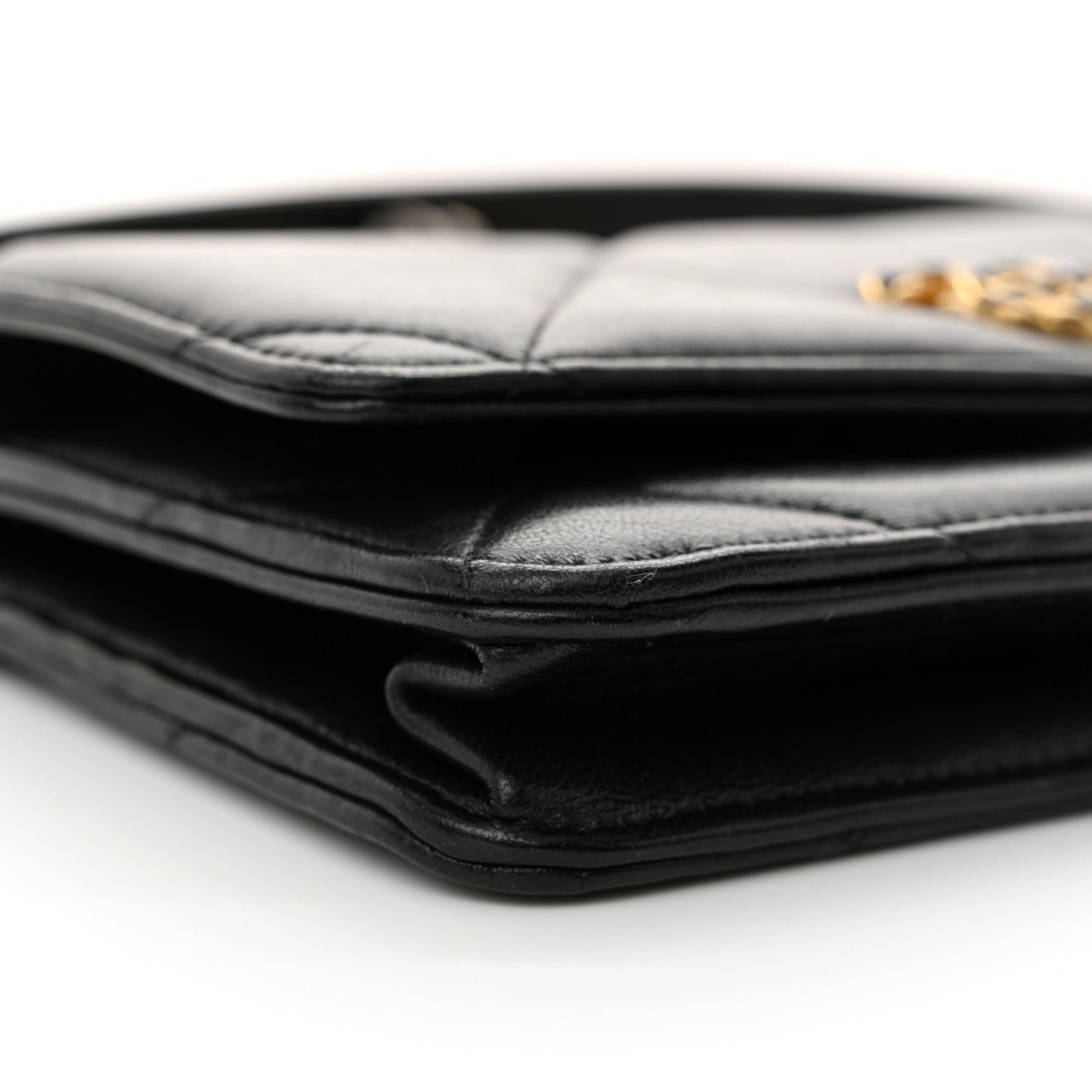 Lambskin Quilted Chanel 19 Wallet On Chain WOC Black