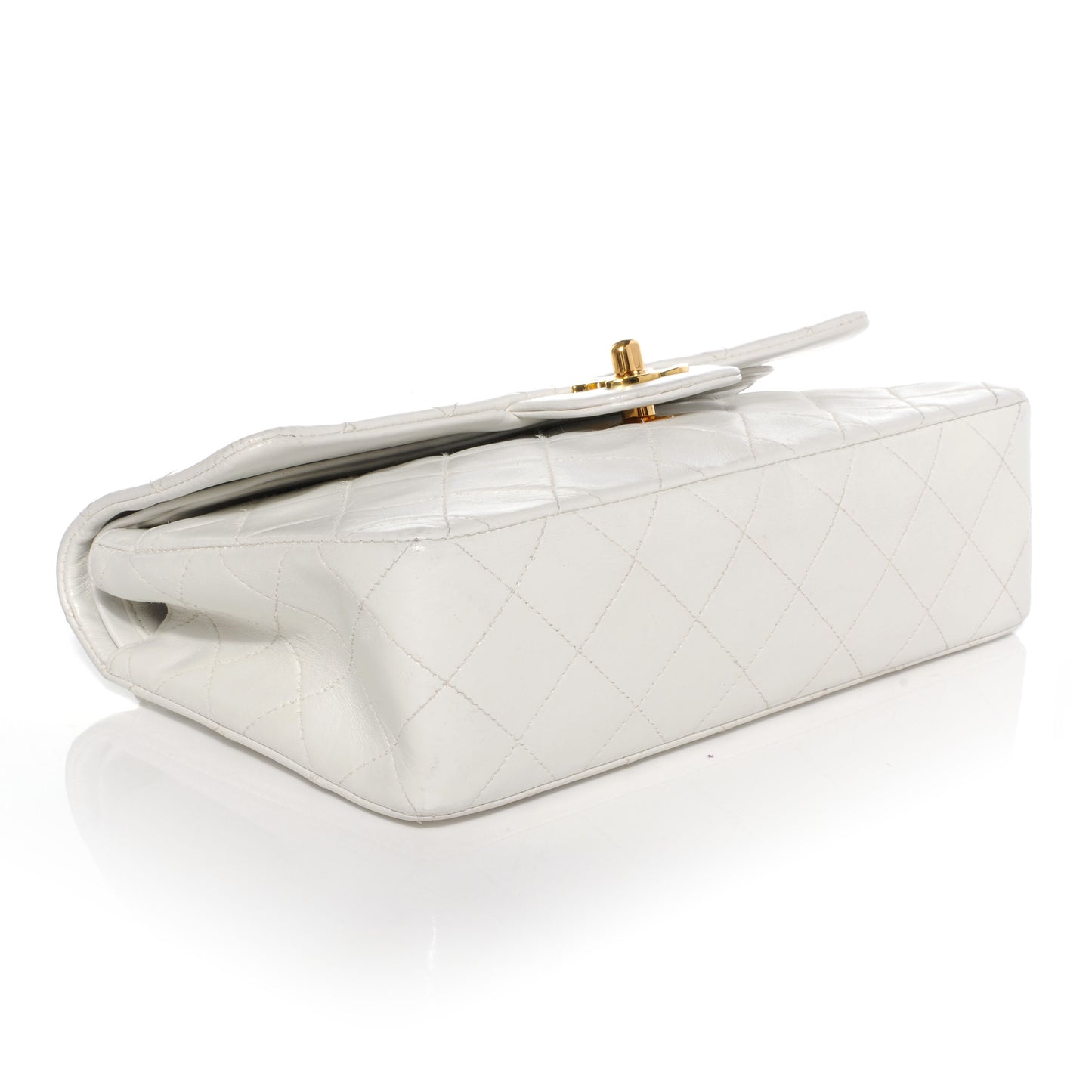 Lambskin Quilted Small Double Flap White